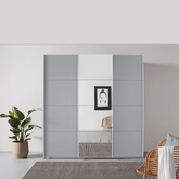 Rauch Forms Silk Grey & Mirror 3 Door Sliding Wardrobe - Free Assembly - Pendle Village Furniture